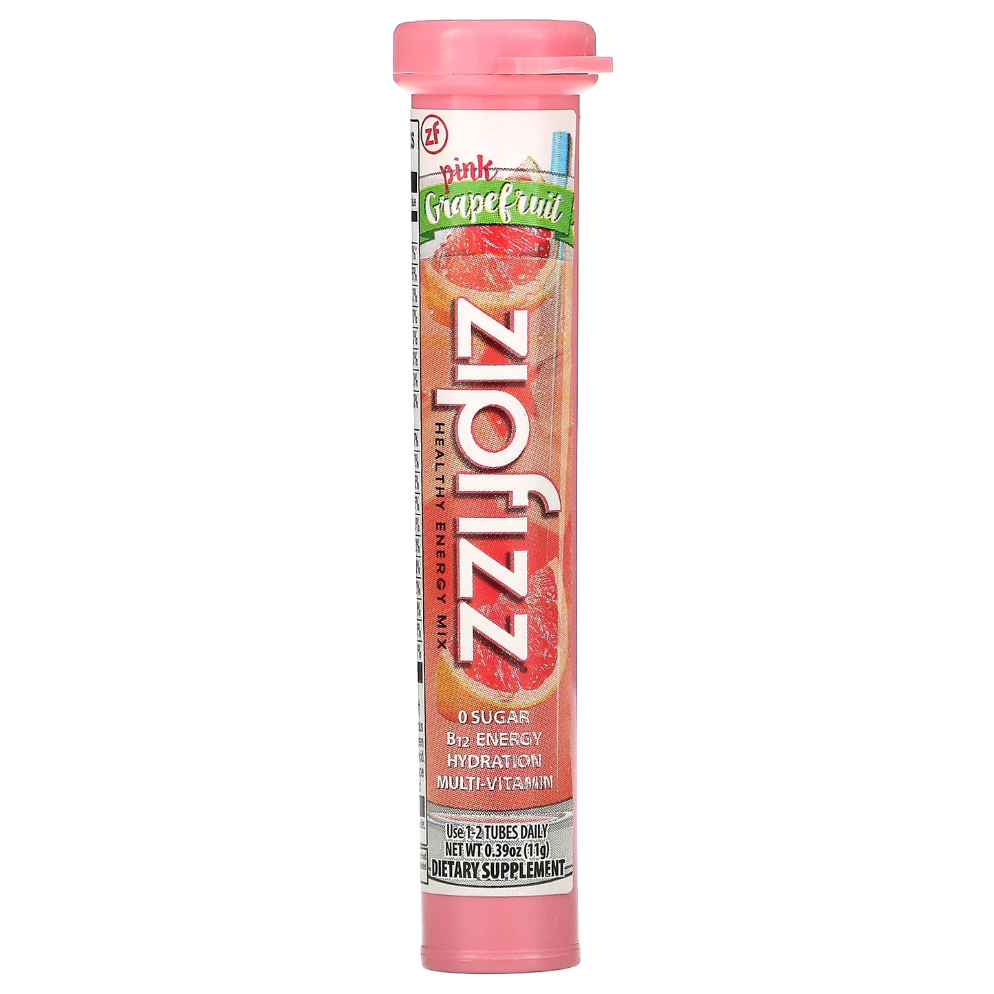 Zipfizz, Energy Drink Mix, Pink Grapefruit, 20 Tubes, 0.39 oz (11 g) Each