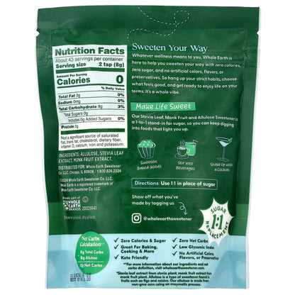 Whole Earth, Stevia Leaf, Monk Fruit & Allulose, 12 oz (340 g)