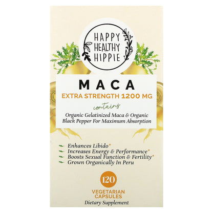 Happy Healthy Hippie, Maca, Extra Strength, 1,200 mg, 120 Vegetarian Capsules (600 mg per Capsule)