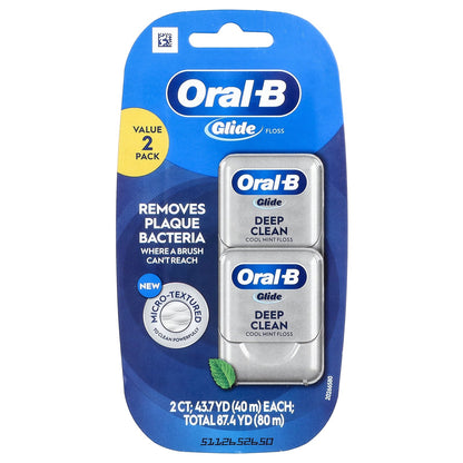 Oral-B, Glide, Deep Clean Floss, Cool Mint, 2 Pack, 43.7 yd (40 m) Each