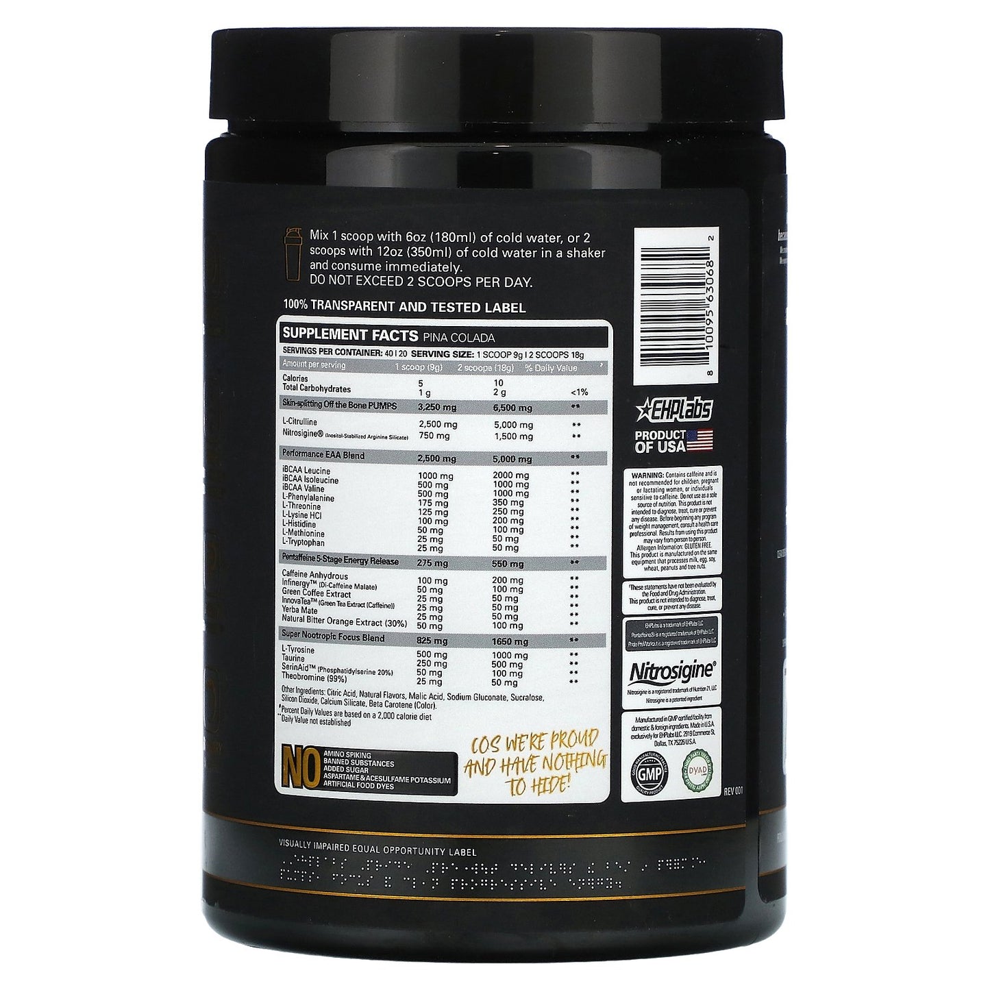 EHPlabs, Pride, King of Pre Workouts, Pina Colada, 12.6 oz (358 g)