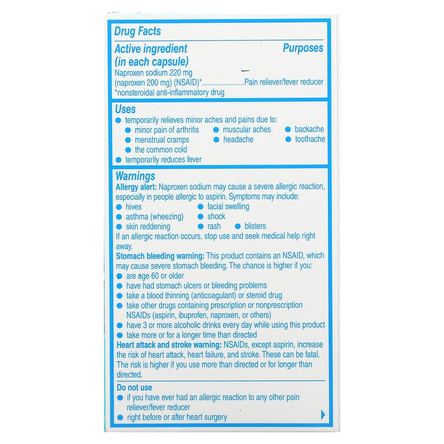 Aleve, Naproxen Sodium Capsules, Liquid Gels, 220 mg, 50 Capsules