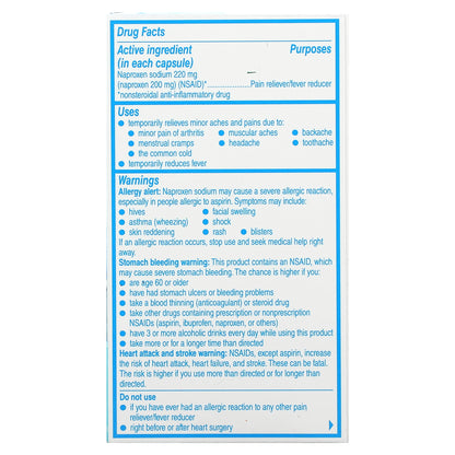 Aleve, Naproxen Sodium Capsules, Liquid Gels, 220 mg, 50 Capsules