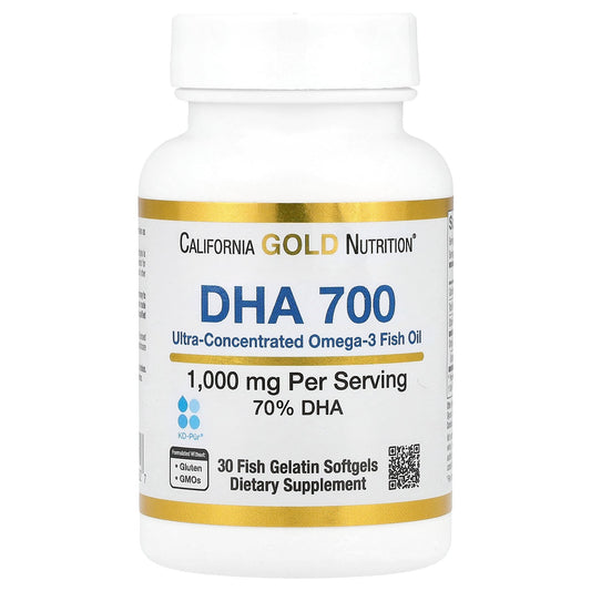California Gold Nutrition, DHA 700 Fish Oil, Ultra-Concentrated, 1,000 mg, 30 Fish Gelatin Softgels