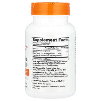 Doctor's Best, High Absorption CoQ10 with BioPerine®, 100 mg, 120 Veggie Caps