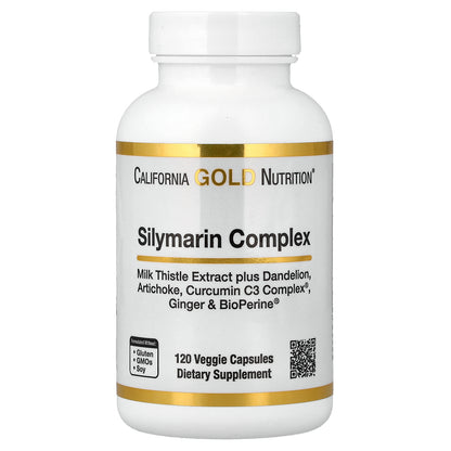 California Gold Nutrition, Silymarin Complex, Milk Thistle Extract Plus Dandelion, Artichoke, Curcumin C3 Complex®, Ginger, and BioPerine®, 120 Veggie Capsules