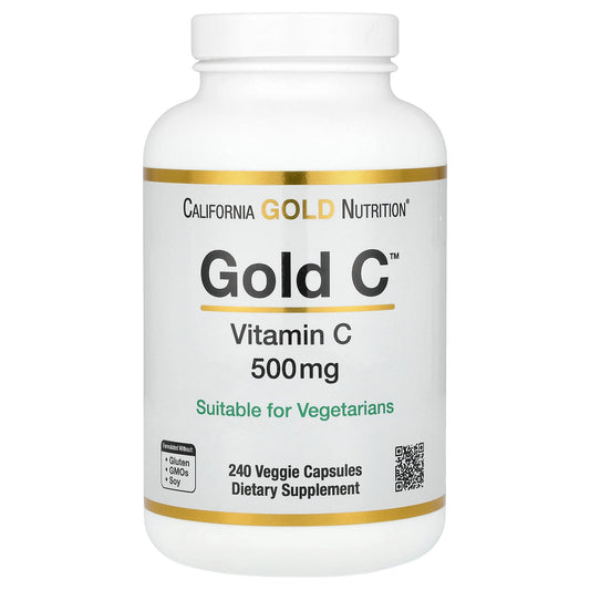 California Gold Nutrition, Gold C, USP Grade Vitamin C, 500 mg, 240 Veggie Capsules