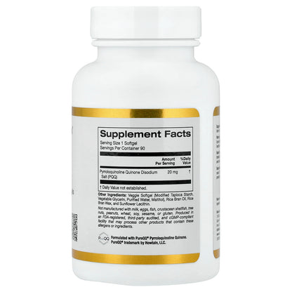 California Gold Nutrition, PQQ, 20 mg, 90 Veggie Softgels