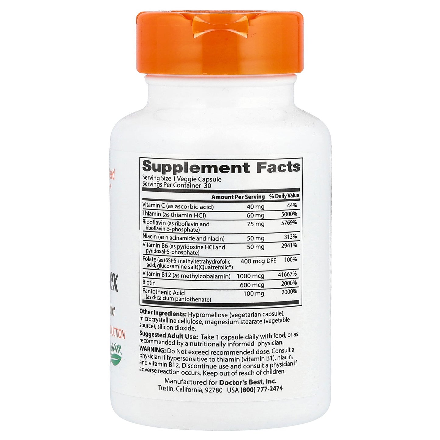 Doctor's Best, Fully Active B Complex with Quatrefolic®, 30 Veggie Caps