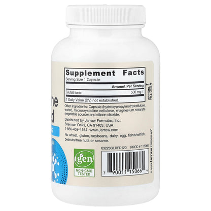 Jarrow Formulas, Vegan Glutathione Reduced, 500 mg, 120 Veggie Capsules