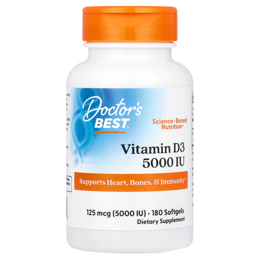 Doctor's Best, Vitamin D3, 125 mcg (5,000 IU), 180 Softgels