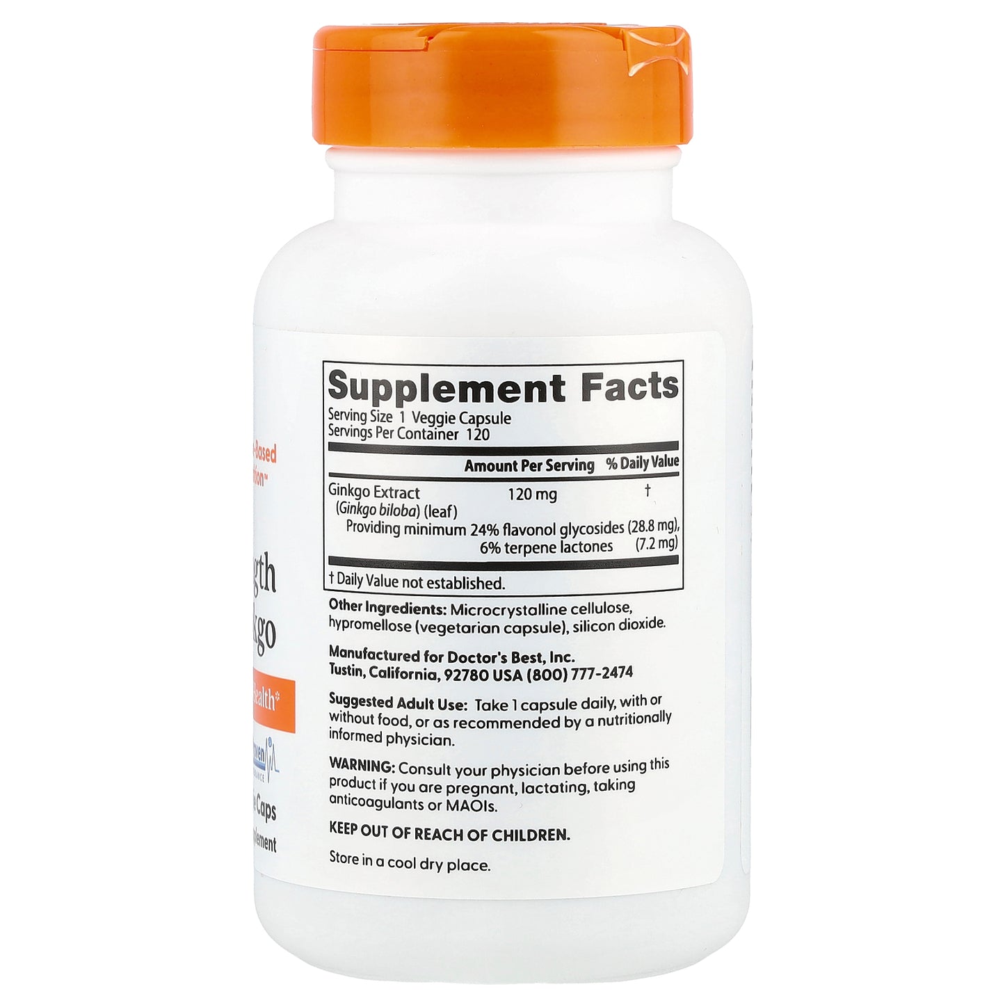 Doctor's Best, Ginkgo, 120 mg, 120 Veggie Caps