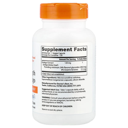 Doctor's Best, Ginkgo, 120 mg, 120 Veggie Caps