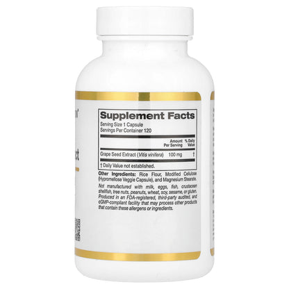 California Gold Nutrition, French Grape Seed Extract, Vitaflavan®, 100 mg, 120 Veggie Capsules