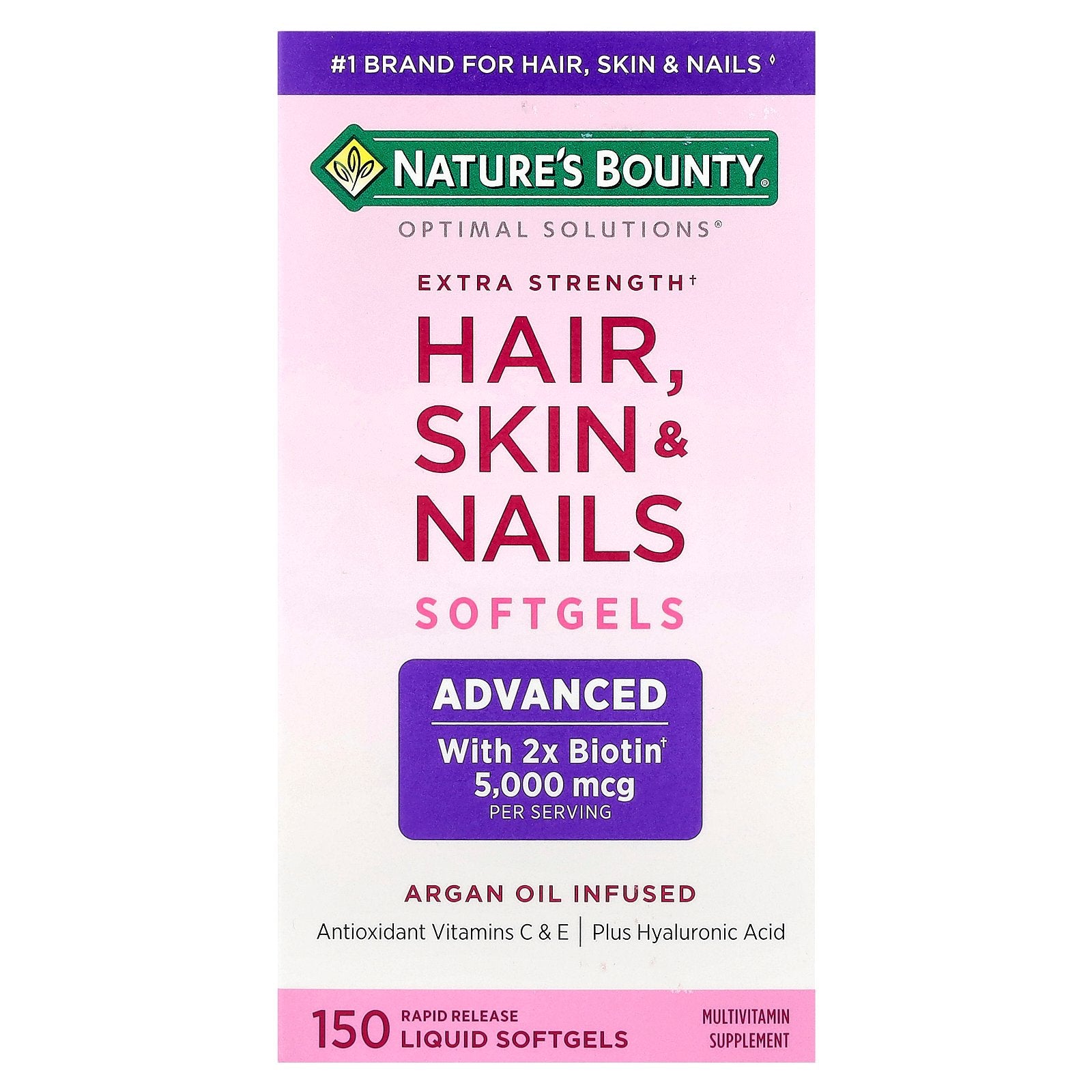 Nature's Bounty, Optimal Solutions®, Hair, Skin & Nails, 150 Rapid Release Liquid Softgels