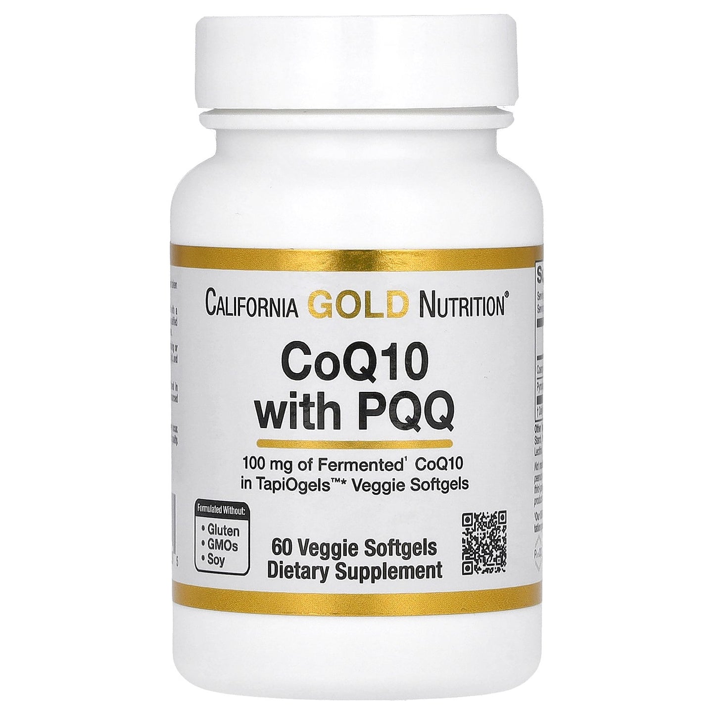 California Gold Nutrition, CoQ10 with PQQ, Ubiquinone USP, Tapioca Veggie Softgel with Sunflower Lecithin, 100 mg, 60 Veggie Softgel