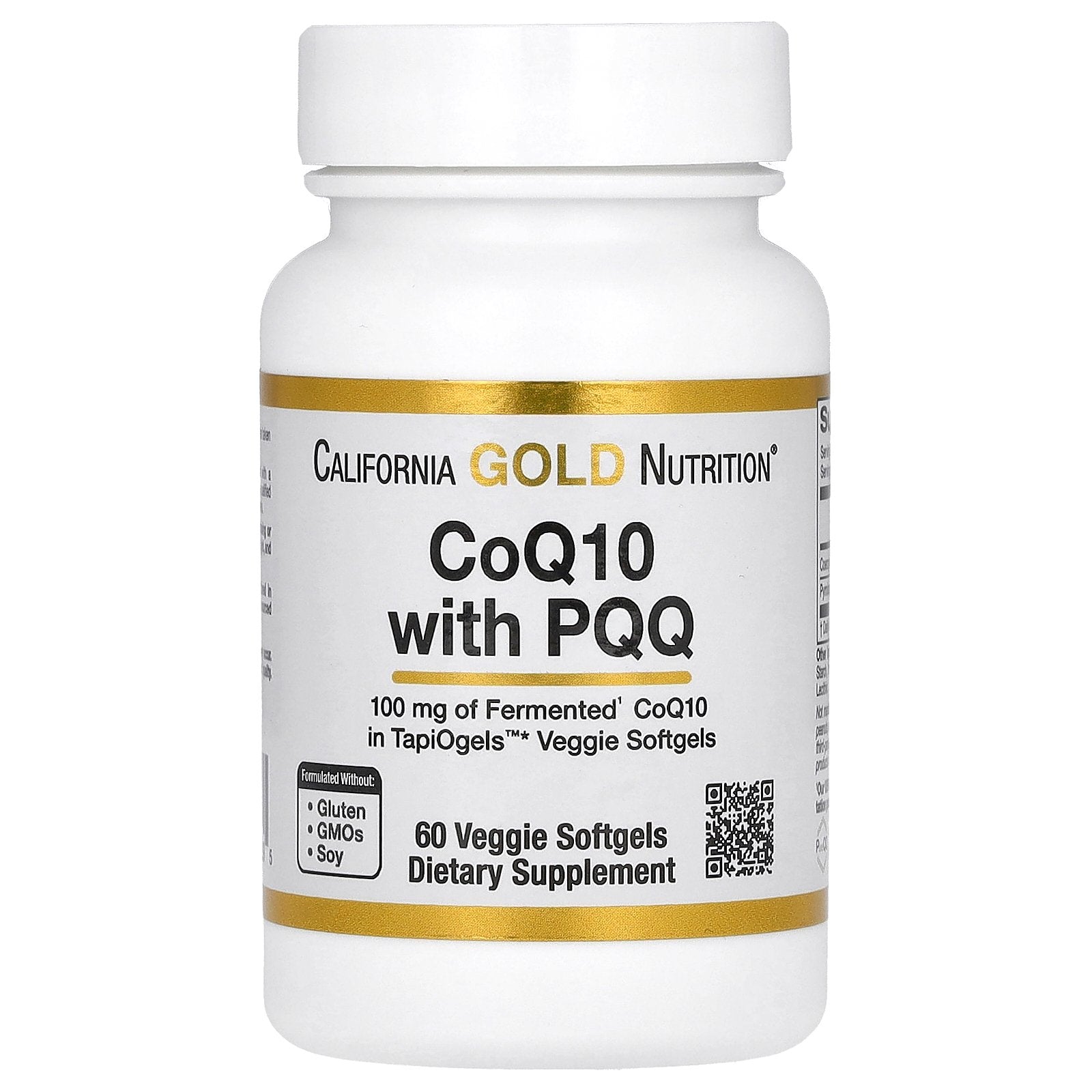 California Gold Nutrition, CoQ10 with PQQ, Ubiquinone USP, Tapioca Veggie Softgel with Sunflower Lecithin, 100 mg, 60 Veggie Softgel