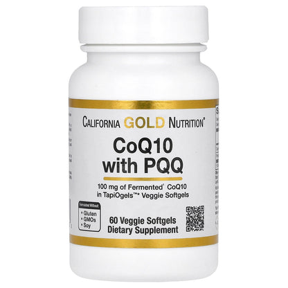 California Gold Nutrition, CoQ10 with PQQ, Ubiquinone USP, Tapioca Veggie Softgel with Sunflower Lecithin, 100 mg, 60 Veggie Softgel