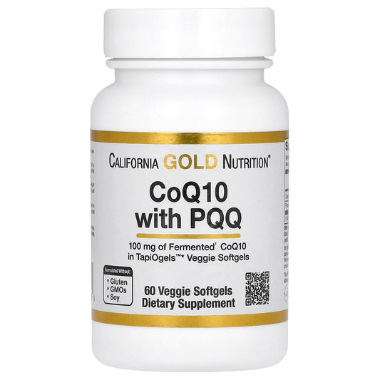 California Gold Nutrition, CoQ10 with PQQ, Ubiquinone USP, Tapioca Veggie Softgel with Sunflower Lecithin, 100 mg, 60 Veggie Softgel