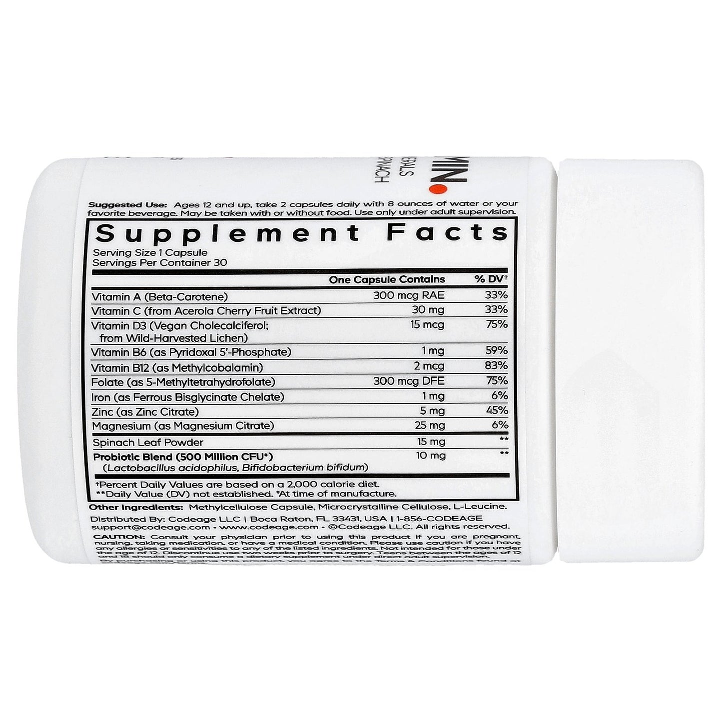 Codeage, Teen Multivitamin, 30 Vegetable Capsules