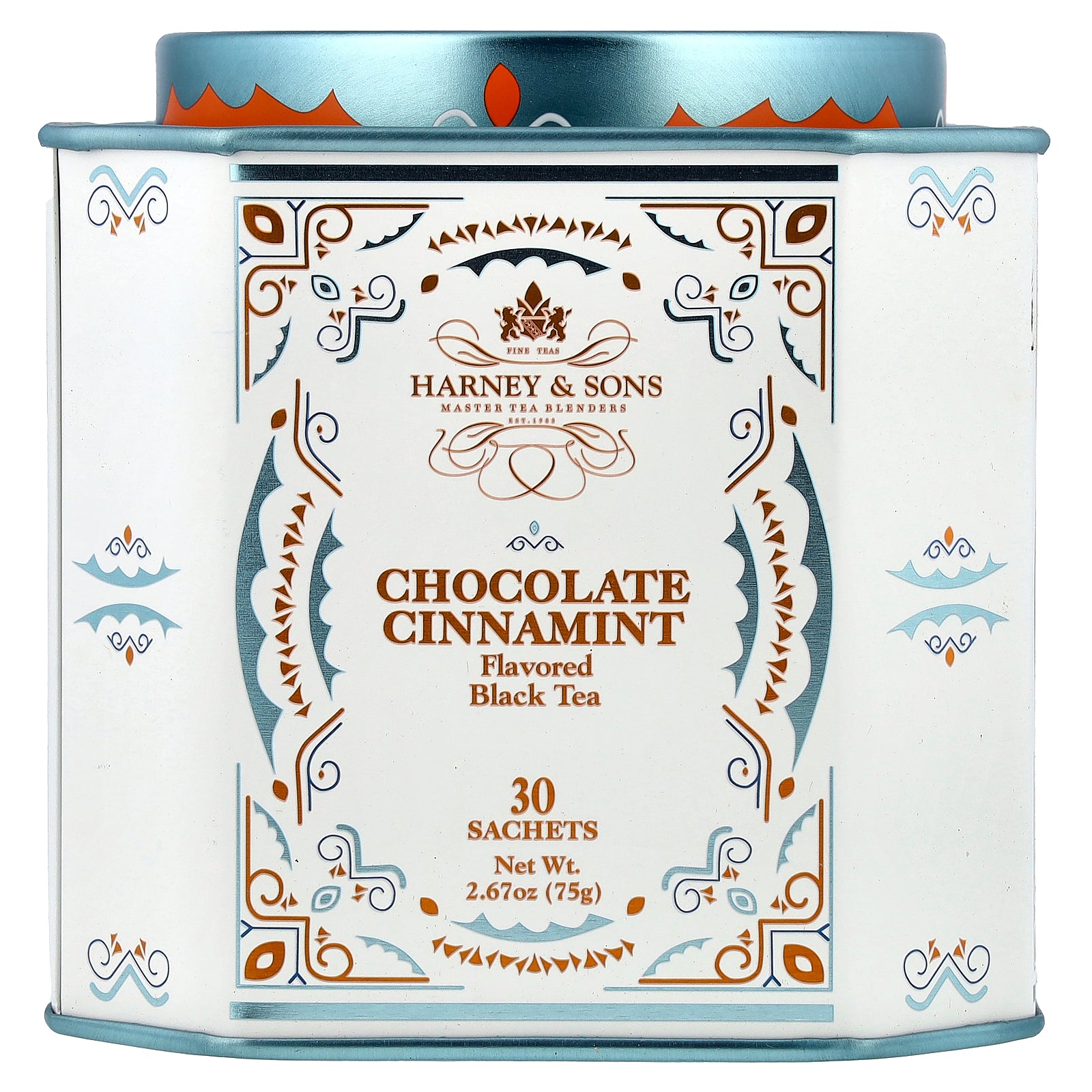Harney & Sons, Black Tea, Chocolate Cinnamint , 30 Sachets, 2.67 oz (75 g)