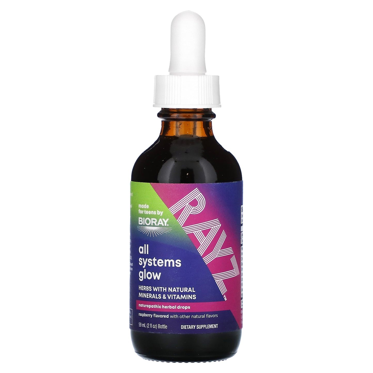 Bioray, Rayz, All Systems Glow, For Teens, Raspberry, 2 fl oz (59 ml)