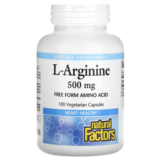 Natural Factors, L-Arginine, 500 mg, 180 Vegetarian Capsules