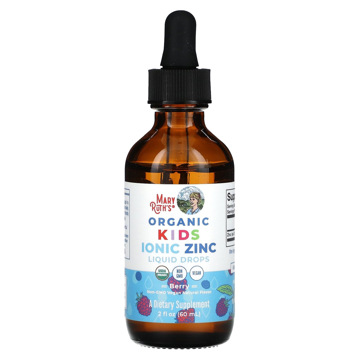 MaryRuth's, Organic Kids Ionic Zinc Liquid Drops, 4-13 Years, Berry, 2 fl oz (60 ml)