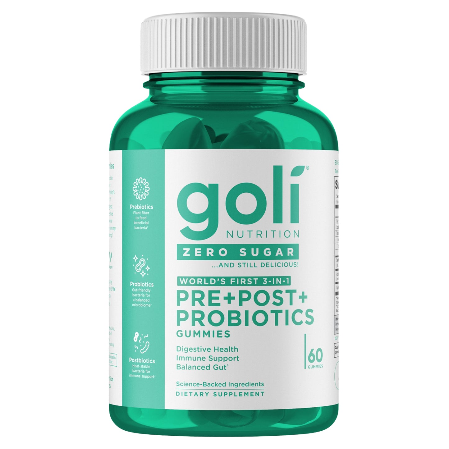Goli Nutrition, Pre+Post+Probiotics Gummies, Zero Sugar, 60 Gummies