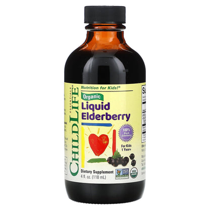 ChildLife Essentials, Organic Liquid Elderberry, 1 Year+, 4 fl oz (118 ml)