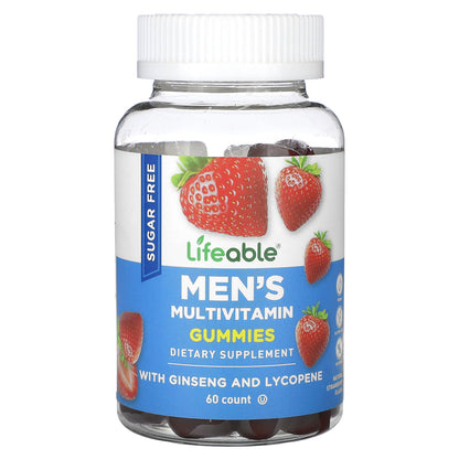 Lifeable, Men's Multivitamin Gummies, Sugar Free, Natural Strawberry, 60 Gummies