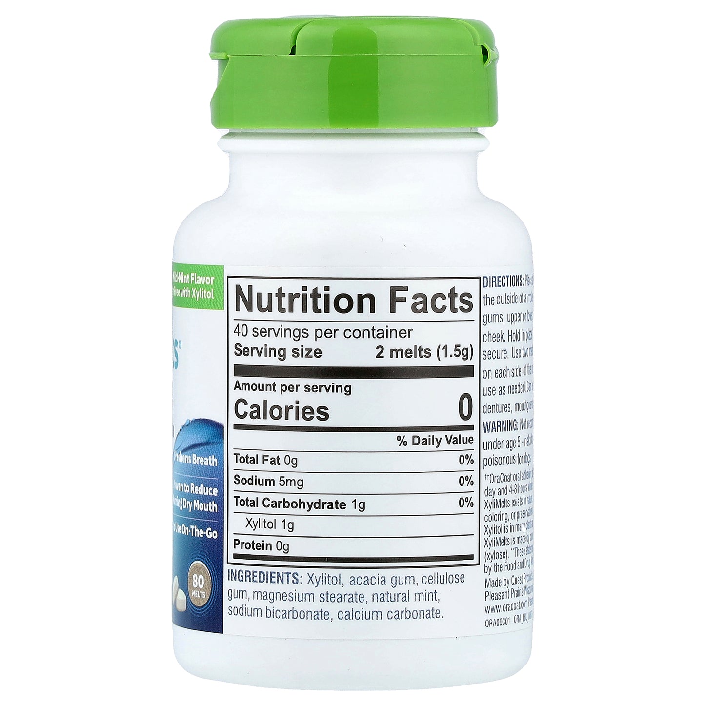 OraCoat, XyliMelts® Dry Mouth, Mild Mint, 80 Melts