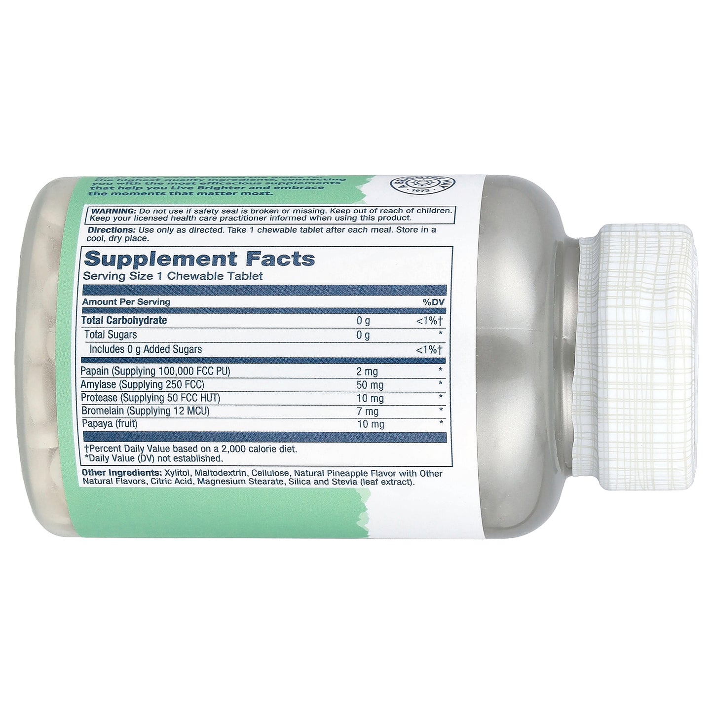 Solaray, Papaya Enzyme, Natural Pineapple, 180 Chewables