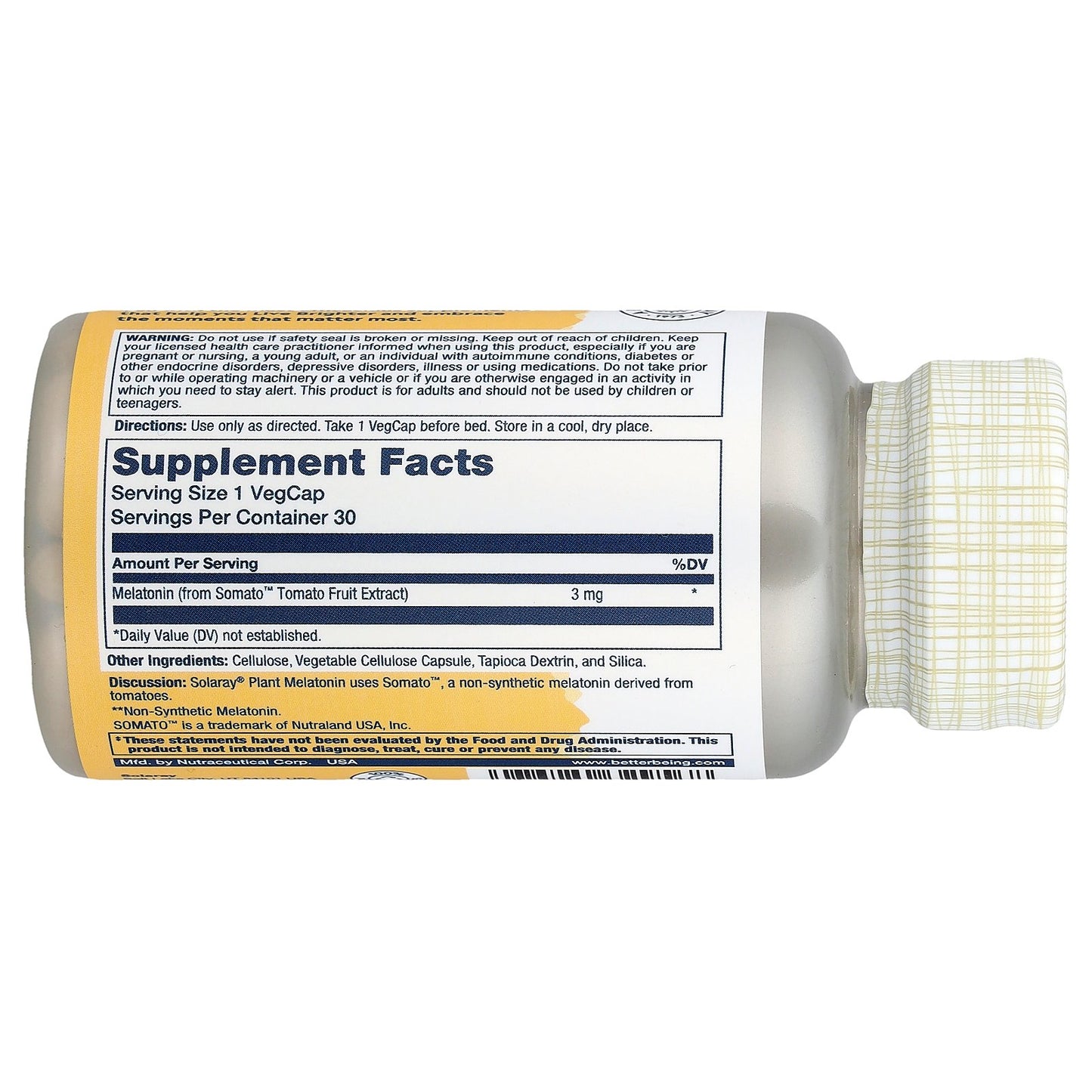 Solaray, Plant Melatonin, 3 mg, 30 VegCaps