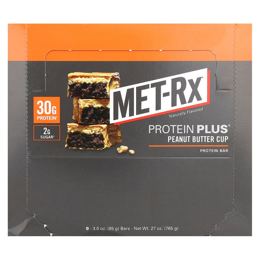 MET-Rx, Protein Plus Bar, Peanut Butter Cup, 9 Bars, 3 oz (85 g) Each