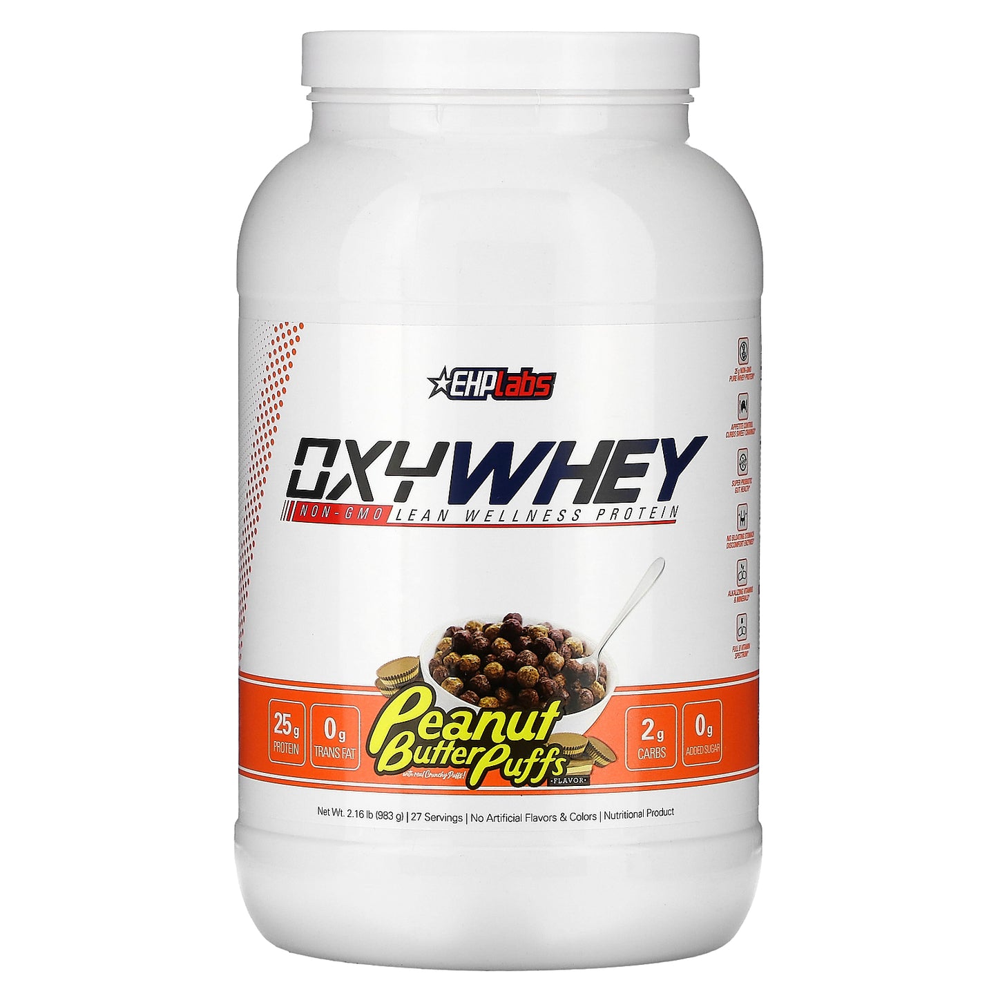 EHPlabs, OxyWhey, Lean Wellness Protein, Peanut Butter Puffs, 2.16 lb (983 g)