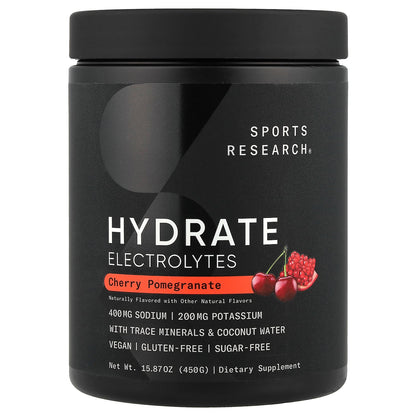 Sports Research, Hydrate Electrolytes, Cherry Pomegranate, 15.87 oz (450 g)