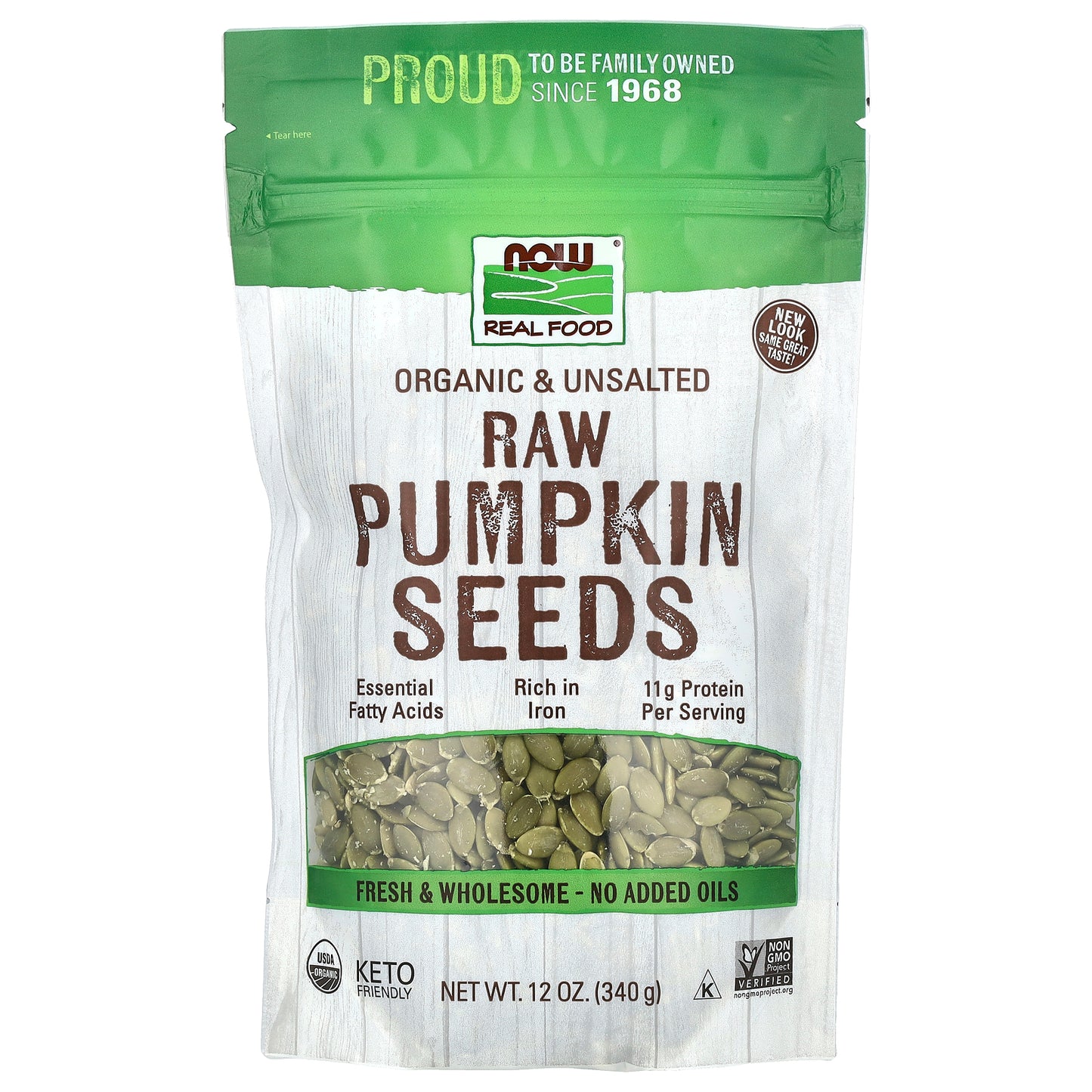 NOW Foods, Organic Raw Pumpkin Seeds, Unsalted, 12 oz (340 g)