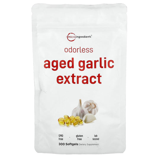 Micro Ingredients, Odorless Aged Garlic Extract, 300 Softgels (250 mg per Softgel)