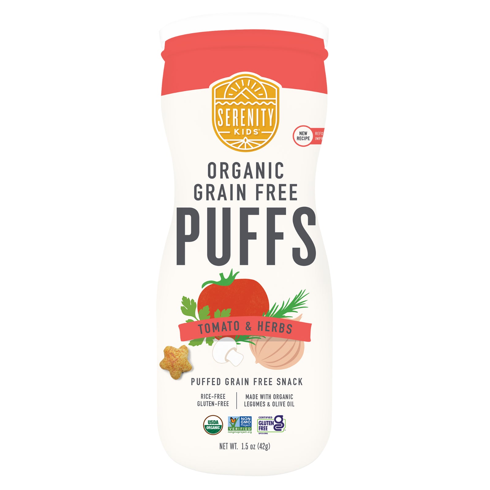 Serenity Kids, Organic Grain Free Puffs, Tomato & Herbs, 1.5 oz (42 g)