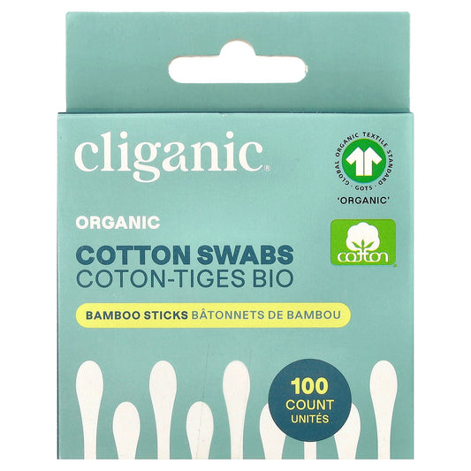 Cliganic, Organic Cotton Swabs , 100 Count