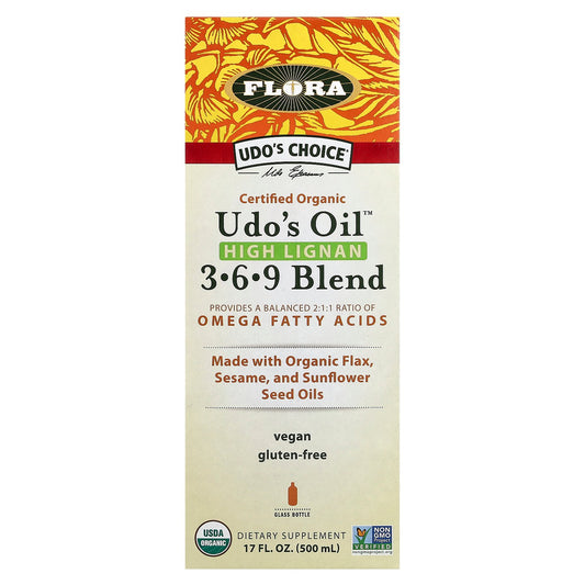 Flora, Udo's Choice, Certified Organic Udo's Oil, High Lignan 3-6-9 Blend, 17 fl oz (500 ml)
