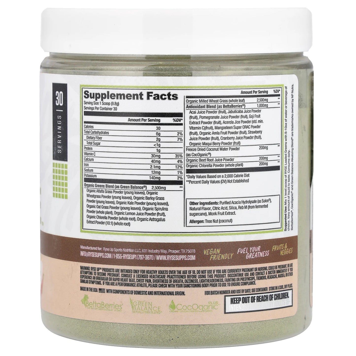 RYSE, Natural Series, Loaded Greens, Lemon Burst, 10.4 oz (294 g)