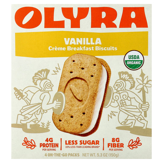 Olyra, Creme Breakfast Biscuits, Vanilla, 4 On-The-Go Packs, 5.3 oz  (150 g)