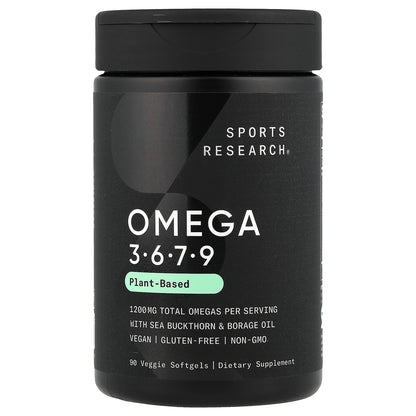 Sports Research, Omega 3-6-7-9, Plant Based , 90 Veggie Softgels