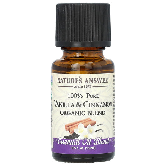 Nature's Answer, 100% Pure Organic Essential Oil Blend, Vanilla & Cinnamon, 0.5 fl oz (15 ml)