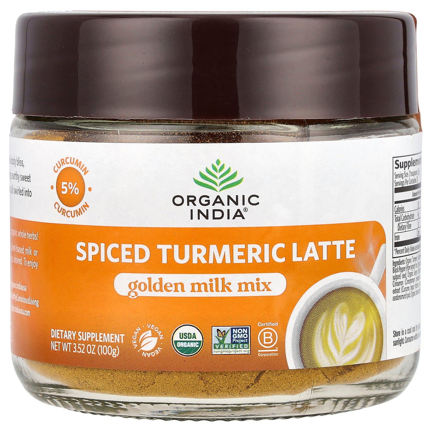 Organic India, Spiced Turmeric Latte, Golden Milk Mix, 3.52 oz (100 g)