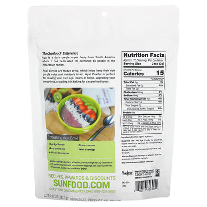 Sunfood, Organic Acai Powder, 8 oz (227 g)