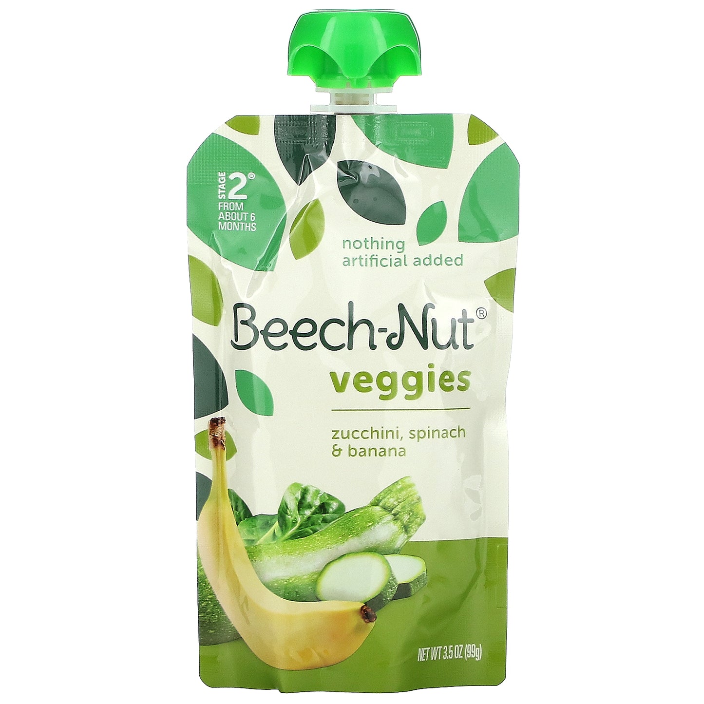 Beech-Nut, Veggies, 6+ Months, Zucchini, Spinach & Banana, 12 Pouches, 3.5 oz (99 g) Each