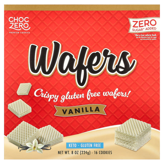 ChocZero, Premium Cookies, Wafers, Vanilla, 16 Cookies, 8 oz (224 g)